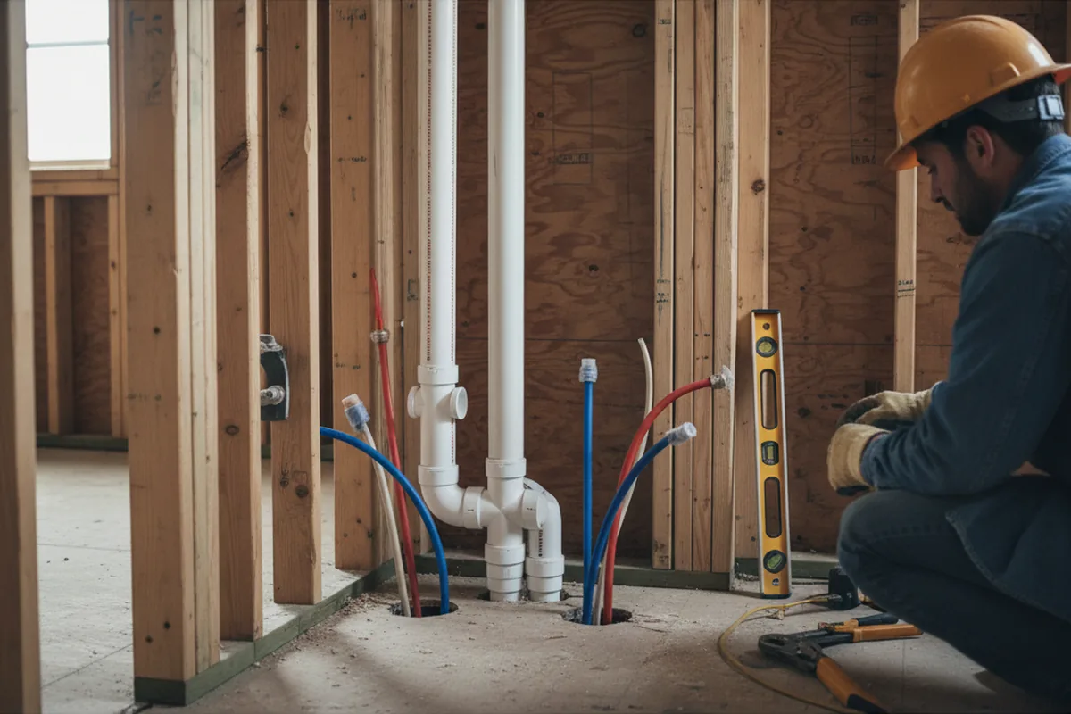 Drain and supply rough-in during Toilet Repair and Installation in Berlin