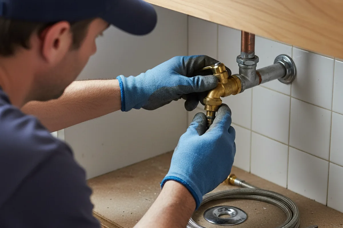 Shutoff valve and fitting work during Burst Pipe Repair in Berlin